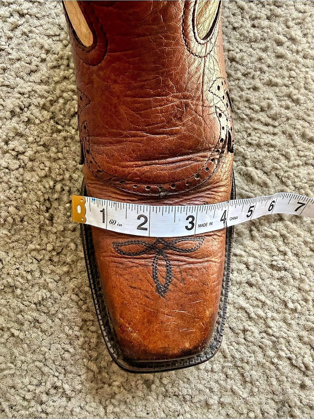 Tony Lama Men’s 8 Genuine Leather Square Toe Cowboy Western Boots Brown Tan - Picture 16 of 16